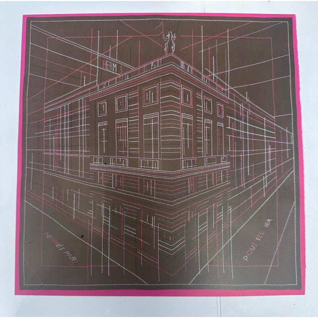 Brown Vintage Framed Authentic Original Hermès Art Advertisement Lithograph Featuring Hermès Scarf For Sale - Image 8 of 8