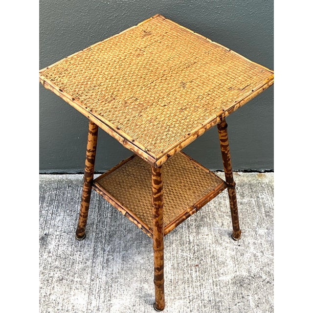 Vintage Tortoise Bamboo Side Table For Sale - Image 9 of 12