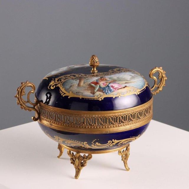 Cobalt Blue Porcelain and Bronze Box For Sale - Image 13 of 13