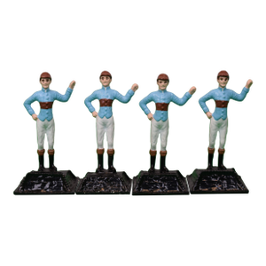 Set X 4 Marylou Whitney Stables X the "21" Club Hand Painted Jockey Dinner Place Card Holders