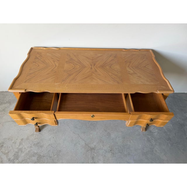 French Provincial Vintage French Provincial Style Cherry Wood Writing Desk For Sale - Image 3 of 12
