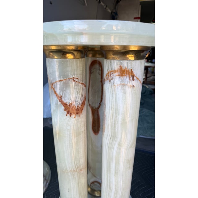 Mid-Century Modern Onyx Tripple Cylinder Base Side Tables Stand Pedestal Tables For Sale - Image 10 of 17