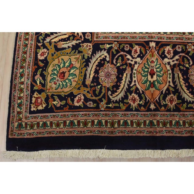 Fine Tabriz Rug 9’9” X 12’7” Blue Wool Traditional Hand-Knotted Carpet For Sale - Image 12 of 15