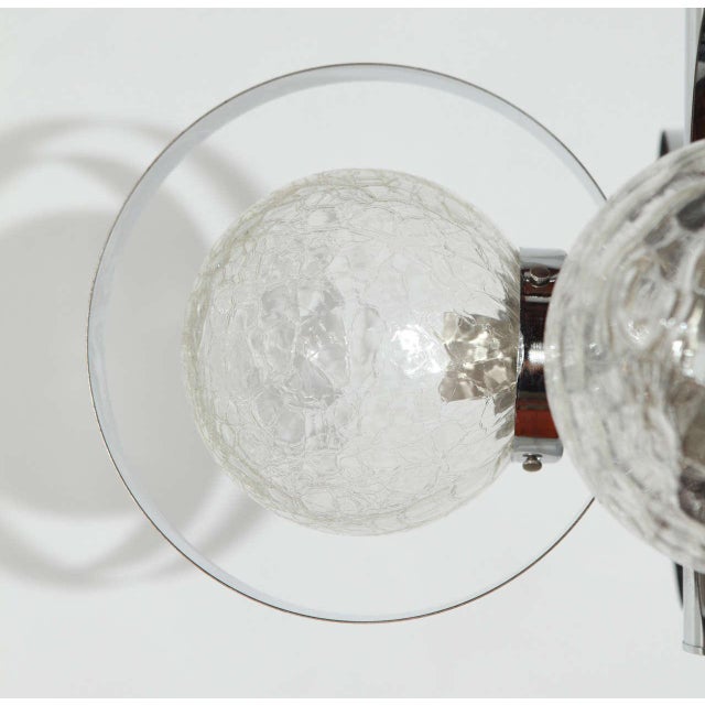 1960s 1960s Chrome & 4 Round Crackle Glass Globes Chandelier For Sale - Image 5 of 10
