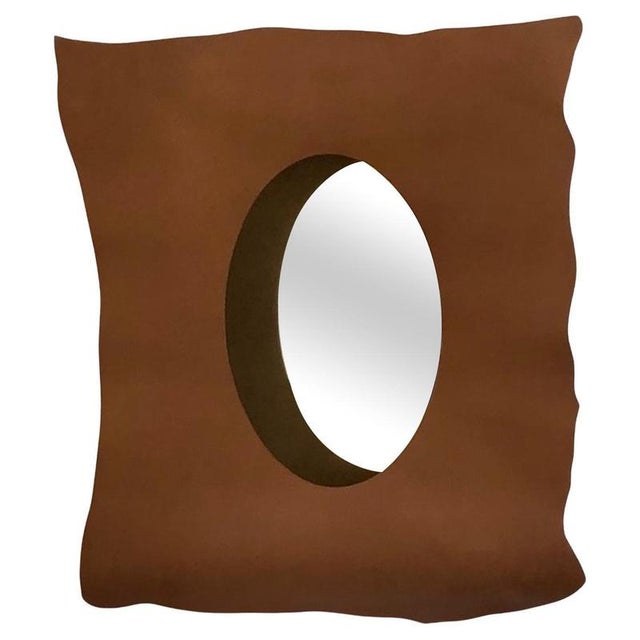 White Vaca Colgada Wall Mirror in Leather and Metal Frame by Oscar Maschera For Sale - Image 8 of 8