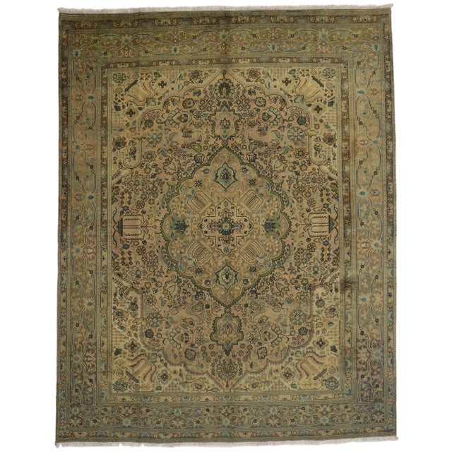 Mid 20th Century Vintage Persian Tabriz Rug - 09'09 X 12'06 For Sale - Image 5 of 5