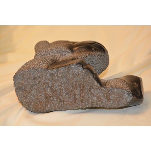 Vintage Shona Stone Black & Gray Baboon Monkey Figurine Statue / Sculpture Kamisi For Sale - Image 13 of 14