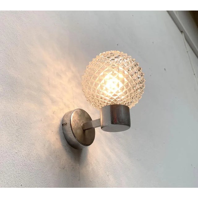 Vintage Space Age Glass and Metal Wall Lamp Sconce, 1970s, Set of 2 For Sale - Image 18 of 18