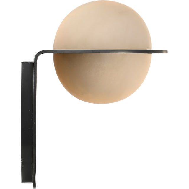 Visual Comfort Kelly Wearstler for Visual Comfort Signature Fosse 9" Invertable Oval Sconce in Bronze with Alabaster For Sale - Image 4 of 12