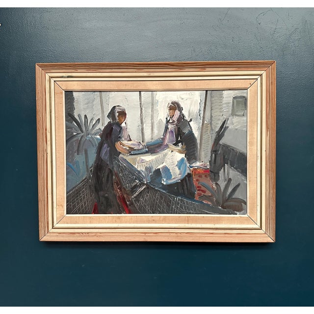 Eric Lo, Figures in Traditional Attire, 1950s, Oil on Canvas, Framed For Sale - Image 11 of 15