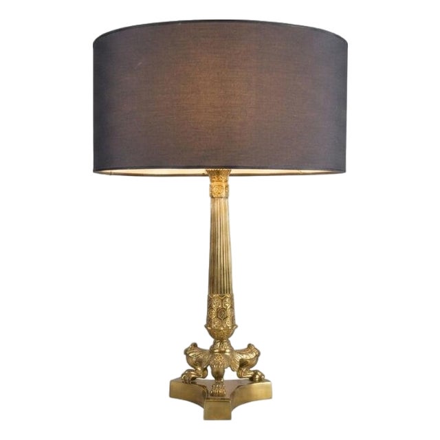 French Empire Style Brass Table Lamp, 1950s For Sale