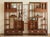 Pair Asian Inspired Asymmetrical Light Brown Shelving Display Cabinet Divider For Sale - Image 4 of 13