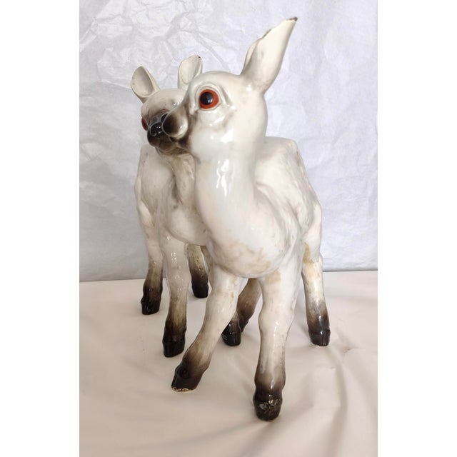 Vintage Mollica Ceramic Statue of Two Lambs, Italy, 1940s For Sale - Image 6 of 15