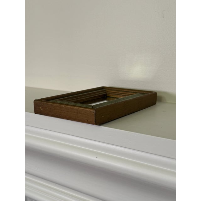 Small Mid Century Traditional Green and Gold Small Table Top Mirror For Sale - Image 9 of 9