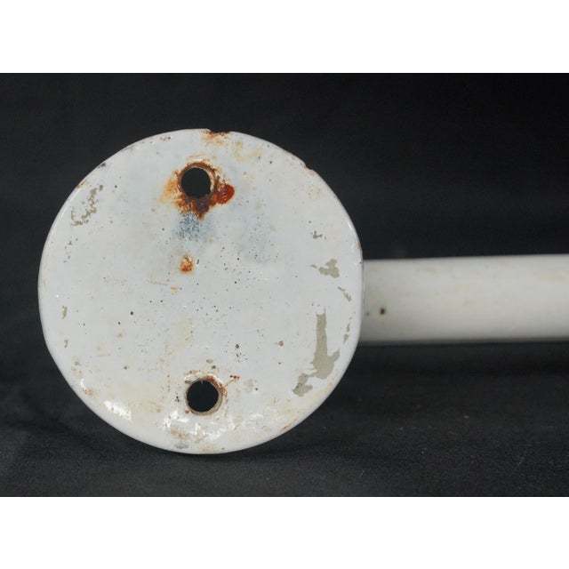 White Vintage French White Enameled Cast Iron Double Towel Rack For Sale - Image 8 of 8