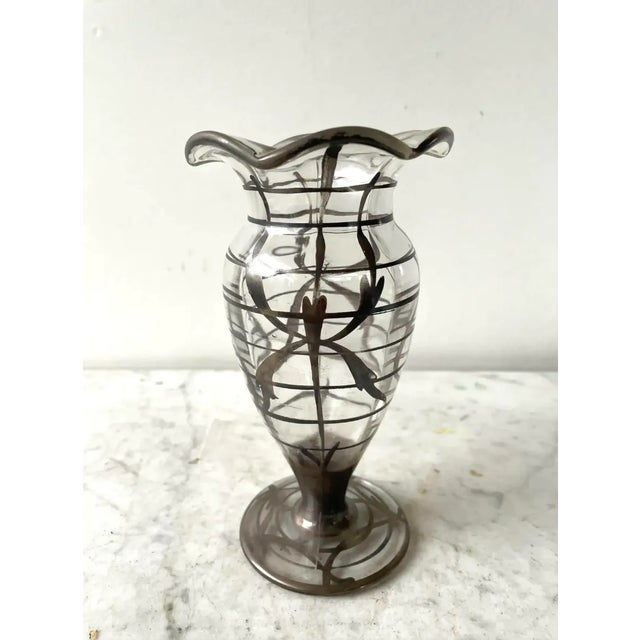 Art Nouveau Antique Art Nouveau Sterling Silver and Glass Vase - Late 19th Century For Sale - Image 3 of 9