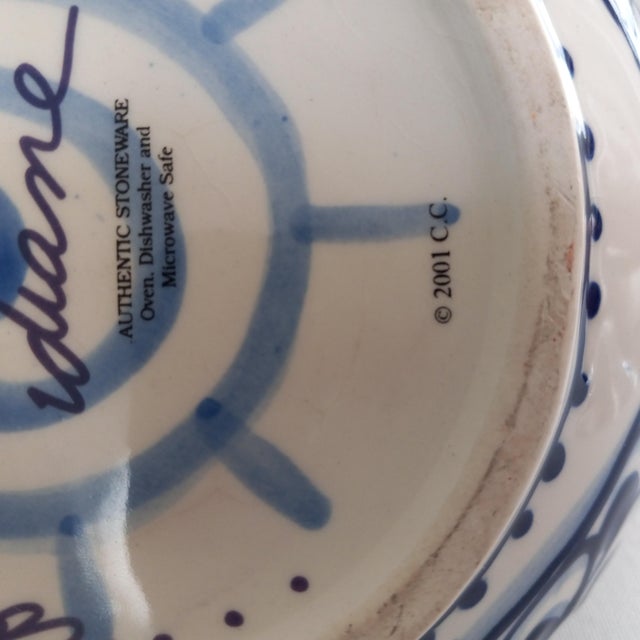 Blue and White Pitcher by "Diane" For Sale - Image 9 of 9