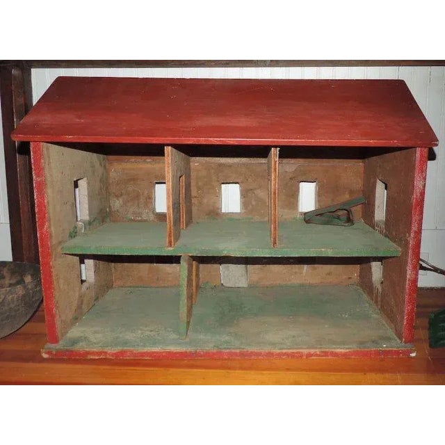 Wood Early 20th Century Paint Decorated Folk Art Wooden Doll House For Sale - Image 7 of 9