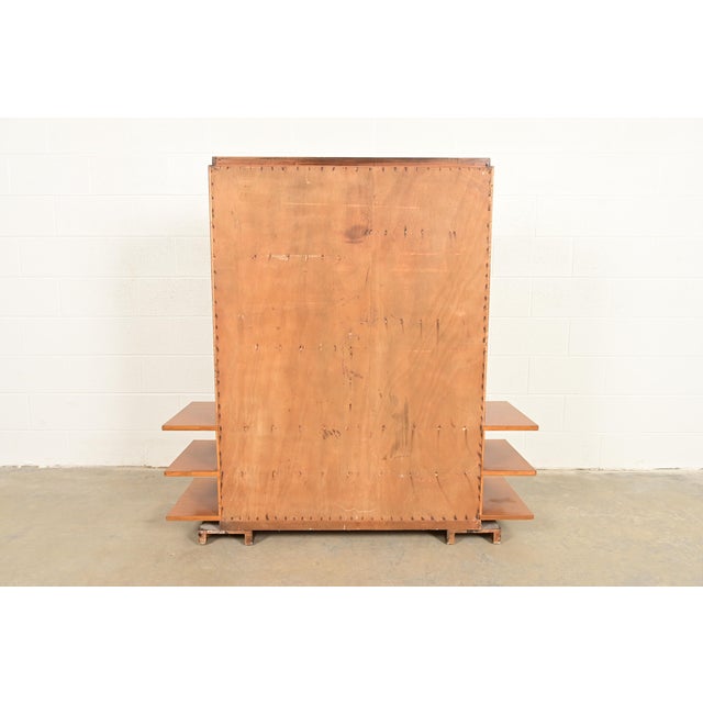 Donald Deskey Style Art Deco Macassar Ebony and Mahogany Armoire Dresser, Circa 1930s For Sale - Image 12 of 13