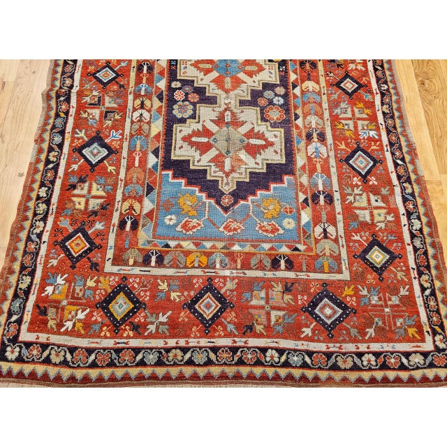19th Century Anatolian Village Area Rug, Handwoven, Purple & Turquoise, 4' x 6' For Sale - Image 10 of 15