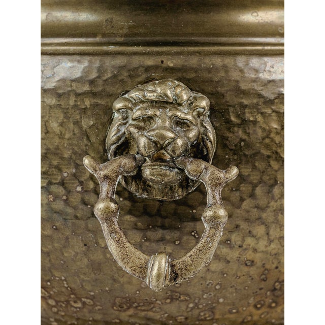 Vintage Hammered Brass Hollywood Regency Cachepot Planter For Sale - Image 10 of 13