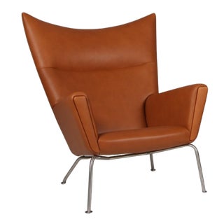 Model CH445 Wing Chair in Full Grain Leather attributed to Hans J. Wegner, 2000s For Sale