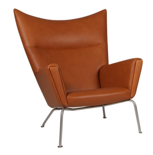 Model CH445 Wing Chair in Full Grain Leather attributed to Hans J. Wegner, 2000s