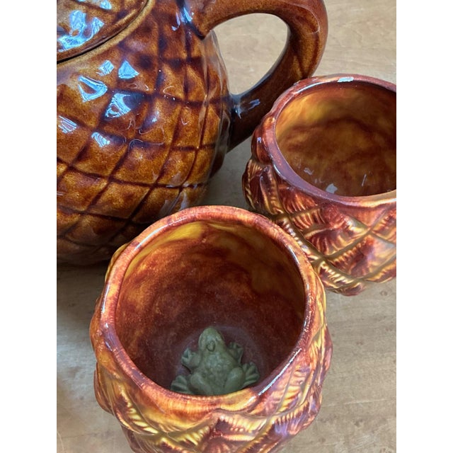 Ceramic Vintage Pineapple Ceramic Teapot and Mugs Set For Sale - Image 7 of 13