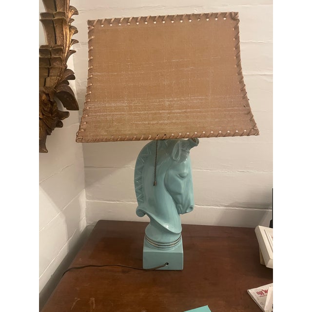1950’s Turquoise Blue Howell Ceramic Horse Lamp For Sale In Charleston - Image 6 of 12