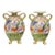 Antique Nippon Moriage Hand Painted Porcelain Purple Iris & Gold Gilt Vase Pair For Sale