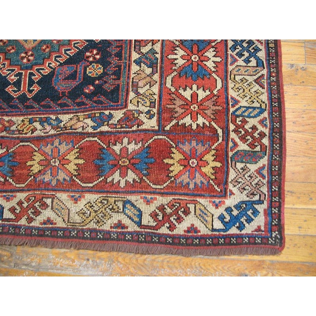 1900s Blue Navy Geometric Tribal Antique n.w. Persian Rug 4' X 6'4" Knotted Pile Wool Carpet For Sale In New York - Image 6 of 6