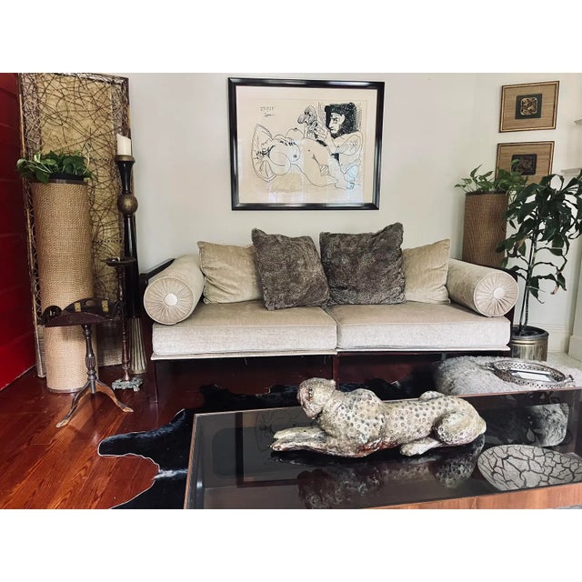 1960s Mid-Century Modern Cylinder Shaped Woven Planters in Taupe- A Pair For Sale - Image 4 of 9