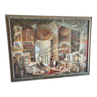 Mid 20th Century Massive Framed Pannini “Gallery of Views of Ancient Rome” — Grand Tour Architectural Fantasy, 57" For Sale