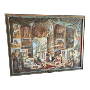 Mid 20th Century Massive Framed Pannini “Gallery of Views of Ancient Rome” — Grand Tour Architectural Fantasy, 57"