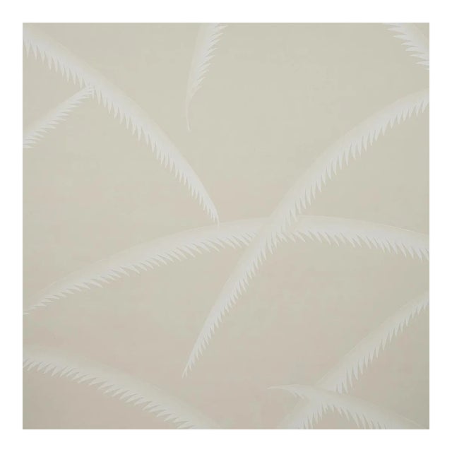 Schumacher Deco Palms Wallpaper in Ivory on Natural - 10 Yards For Sale