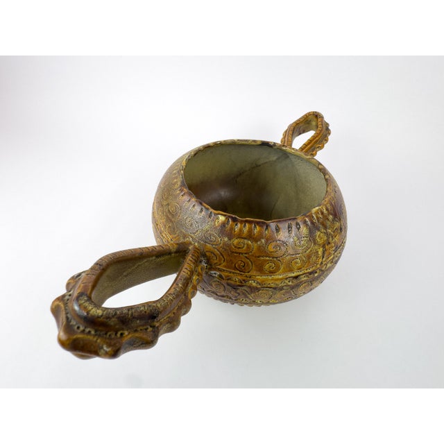 1960s Vallauris Sculptural Ceramic Bowl With Handles For Sale - Image 12 of 16