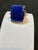 Arts & Crafts 15 Ct Emerald cut Natural Lapis Lazuli Ring in 14 Kt Yellow Gold, Estate Size 7 For Sale - Image 3 of 18