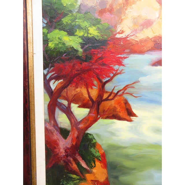 Late 20th Century Large Contemporary West Coast Ocean Cliffs Seascape Oil Painting ~ California or Pacific Northwest Bluffs Art For Sale - Image 12 of 16