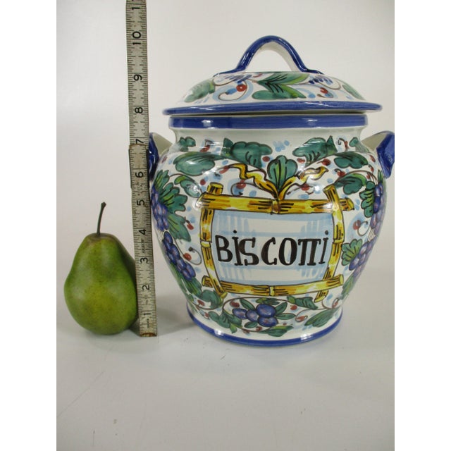 Ceramic Vintage Ceramic Italian Hand-Painted Biscotti Jar For Sale - Image 7 of 11