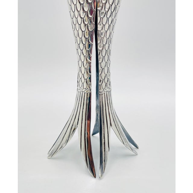 1980s Emilia Castillo Taxco Fish Candle Holder Silver Plate Turquoise Eyes For Sale - Image 12 of 13