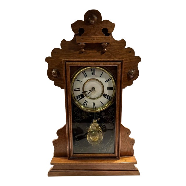 19th Century Parlor Mantel Clock by New Haven For Sale