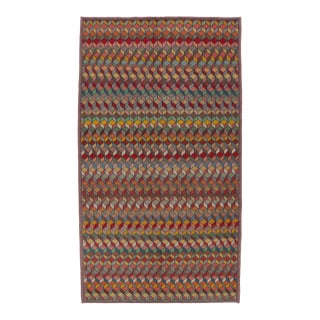 Vintage Turkish Rug With Multicolor Bold Geometric Lattice - Rug & Kilim For Sale