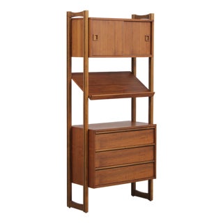 Mid Century Modern Walnut Bookcase Etagere Unit For Sale