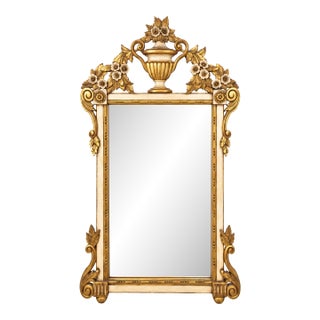 Italian Neo-Classical Style Giltwood Mirror With Urn & Floral Motif For Sale