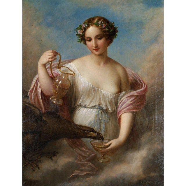 Schiavoni, Hebe Quenching Jupiter's Thirst in the Form of an Eagle, 19th Century, Oil Painting For Sale - Image 5 of 8