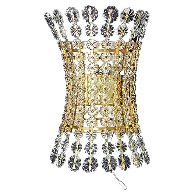 Mid-Century Wall Light in Crystal Glass & Brass attributed to Emil Karl Stejnar, 1950s For Sale