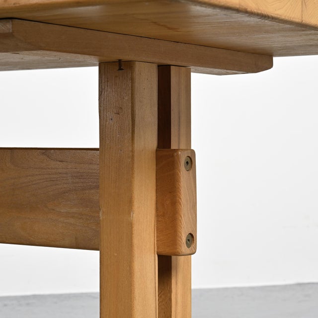 Elm Dining Table by Charlotte Perriand for Les Arcs, France, 1970s For Sale - Image 6 of 15