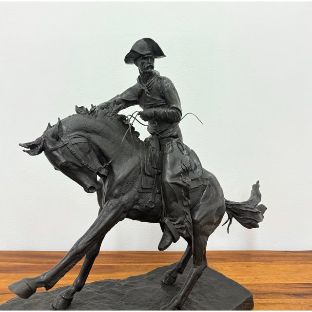 Metal Vintage Large Scale Patinated Bronze Frederic Remington Sculpture For Sale - Image 7 of 9
