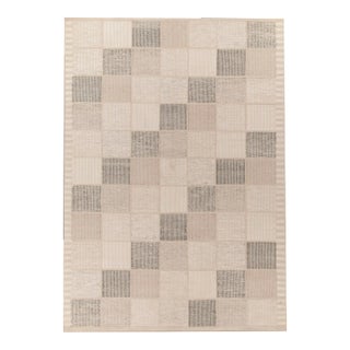Scandinavian Style Kilim in Beige, Gray High-low Geometry by Rug & Kilim 14x20 For Sale