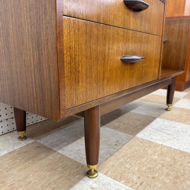 Wood Mid 20th Century G-Plan Tola & Brass Dressing Table by D. Gomme For Sale - Image 7 of 9